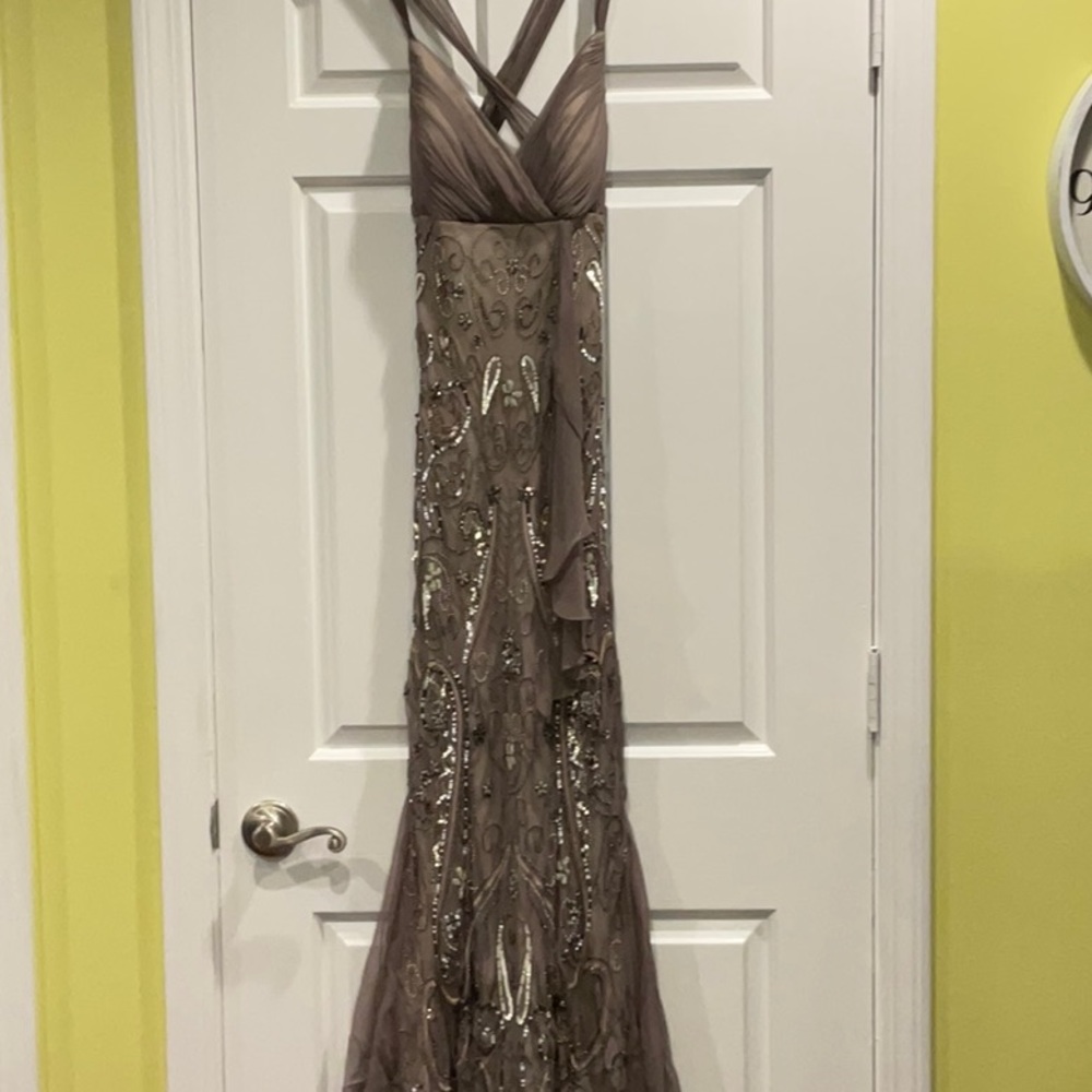 Scala 100% silk formal gown Beaded form fitting